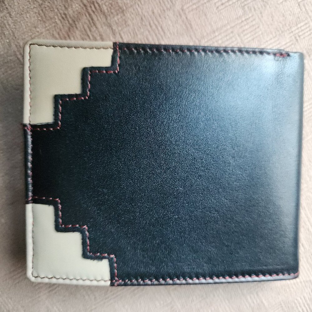 ITALIAN LEATHER WALLET Unisex BLACK & Cream WESTERN inspired NEW RanchDunRight